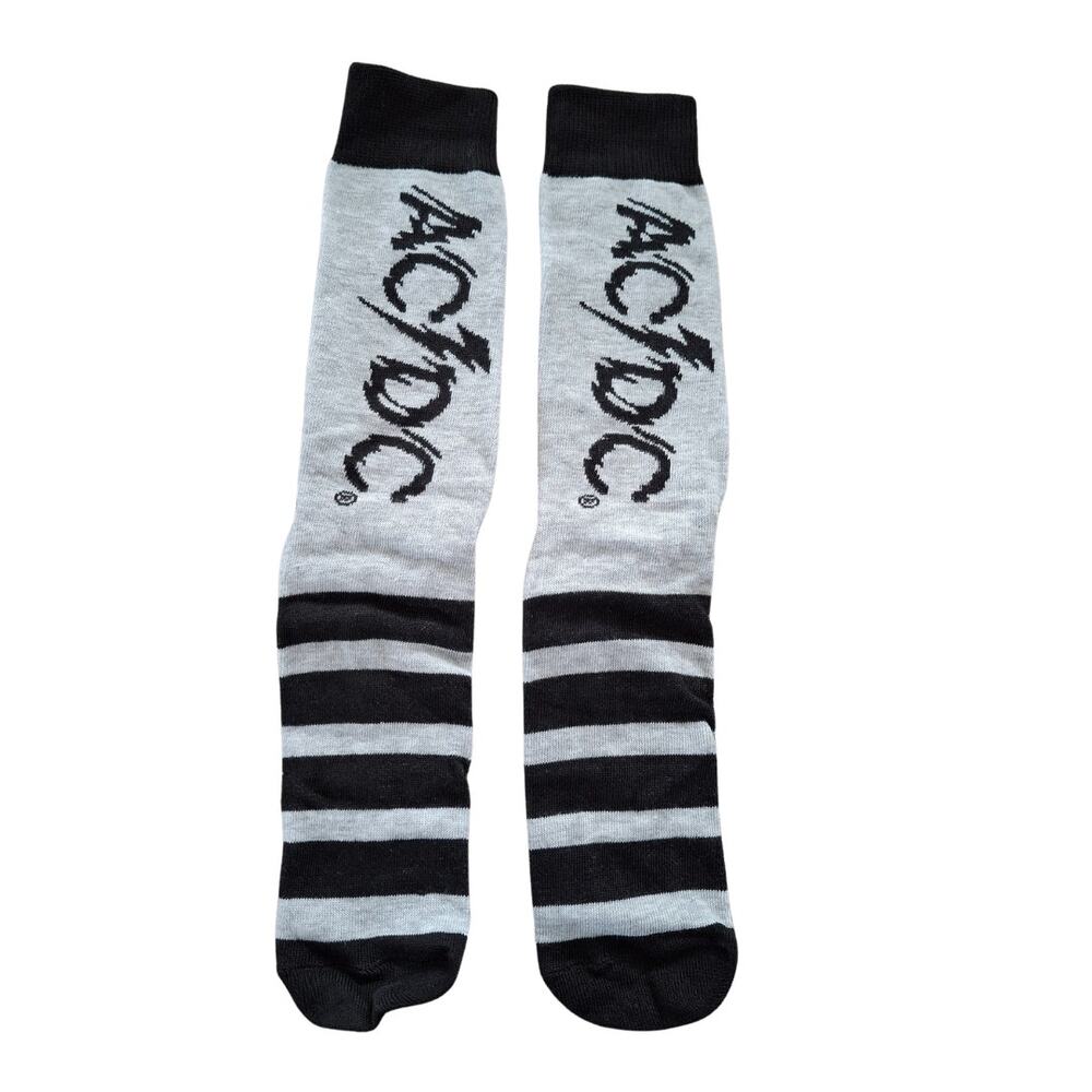 Classic Rockband ACDC Gray and Black  Size 6/5-11 (Fabric Socks Unisex)